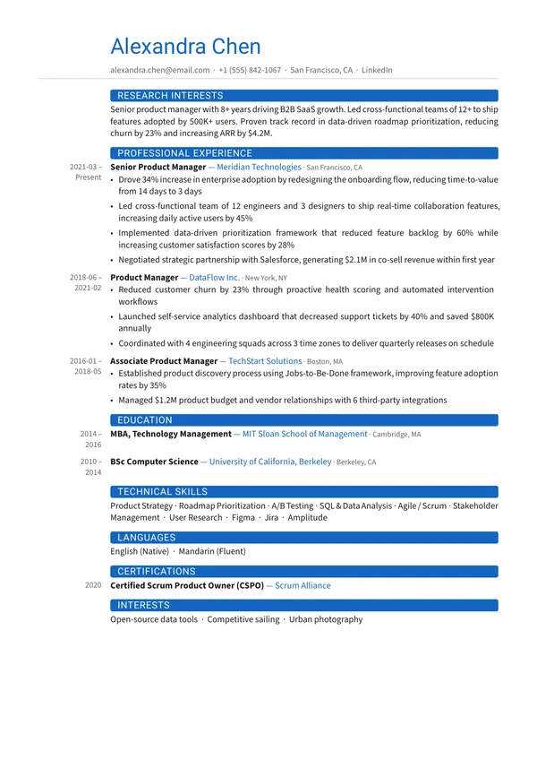 Academic resume template preview