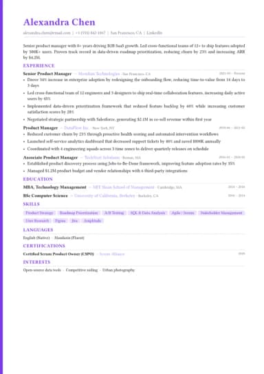 Accent resume template preview