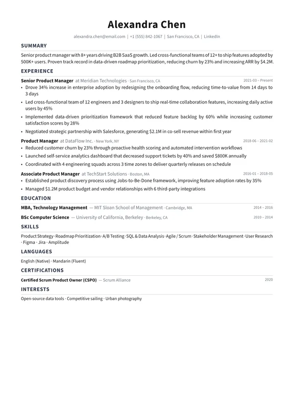 Classic CV template preview