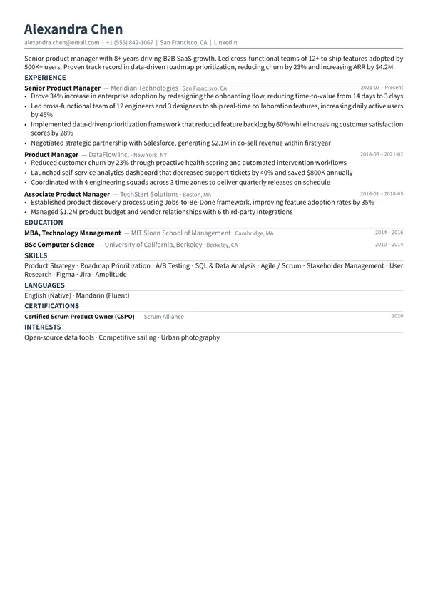 Clean CV template preview
