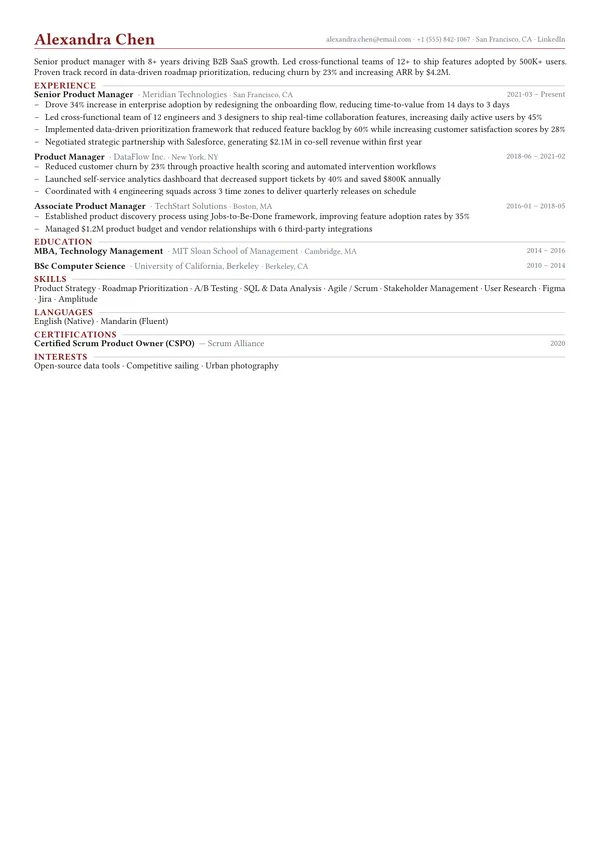 Compact CV template preview