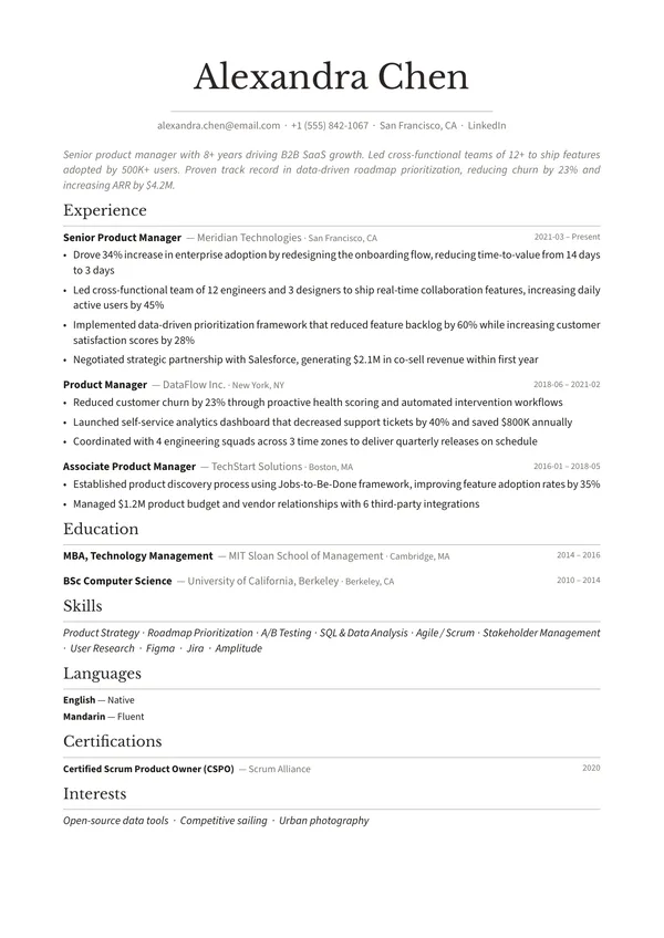 Editorial resume template preview