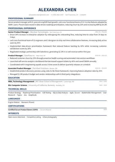 Executive resume template preview