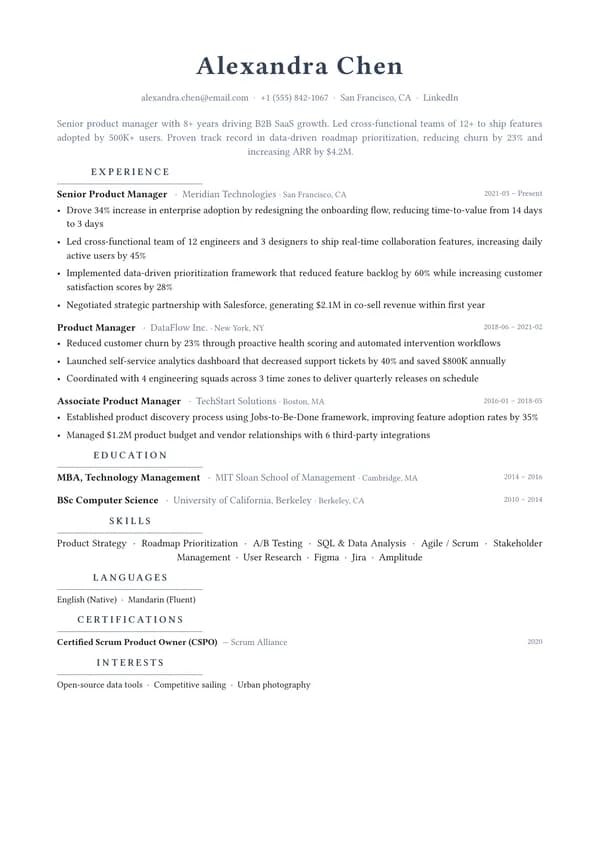 Minimal resume template preview