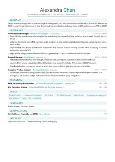 Modern resume template preview