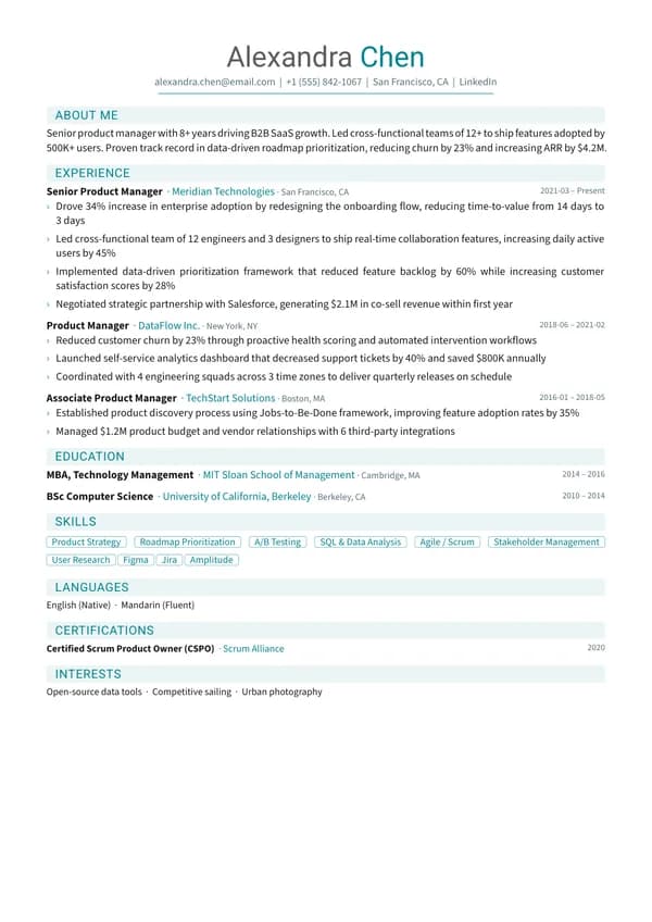 Modern resume template preview