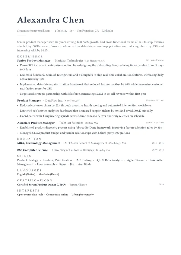 Nordic CV template preview