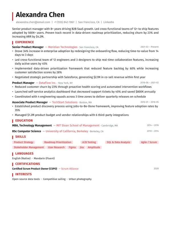 Nova CV template preview