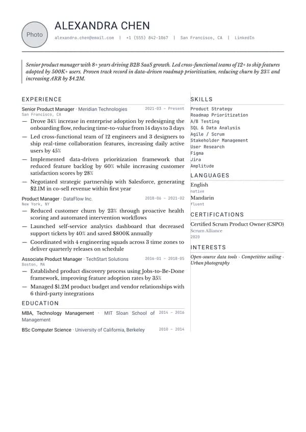 Typographic CV template preview