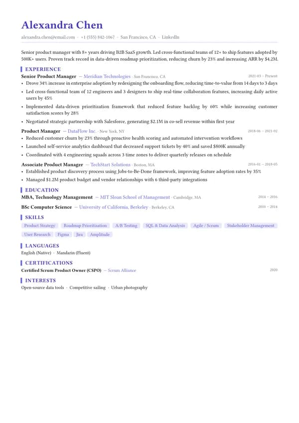 Verso resume template preview