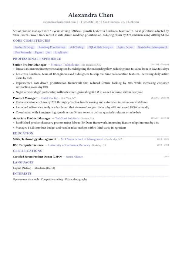 Functional resume template preview